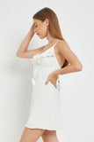 White Strappy Ruffle Dress w/ Beads