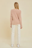Pink Fuzzy Boat Neck Sweater