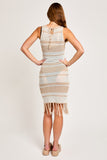 Tan & White Crochet Midi Dress