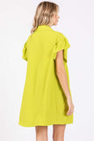 Lime Green Collared Flowy Dress