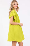 Lime Green Collared Flowy Dress