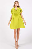 Lime Green Collared Flowy Dress