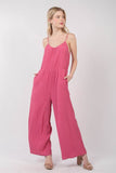 Magenta Ribbed Style Jumpsuit