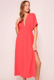 Red Deep V Maxi Dress