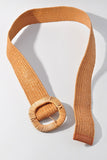 Rattan Belt with Square Buckle - Tan
