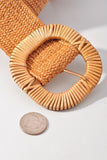 Rattan Belt with Square Buckle - Tan