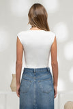 White Fitted Scoop Neck Top