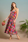 Pink Palms Midi Dress