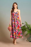 Pink Palms Midi Dress