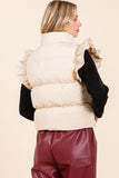 Tan Ruffle Puffer Vest