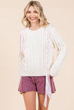 Pink Ribbon Laced Sweater