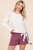 Pink Ribbon Laced Sweater
