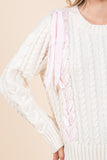 Pink Ribbon Laced Sweater