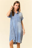 Soft Tencel Cuff Sleeve Pocket Dress