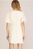 White Crossover Short Sleeve Dress