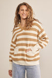 Ivory Striped Drop Shoulder Sweater