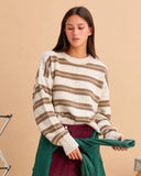 Heathered Striped Cozy Crewneck