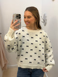 Navy & White Bow Sweater
