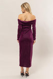 Plum Sparkle Fitted Long Sleeve Maxi