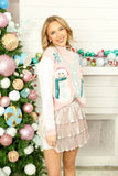 Snowman Cardigan with Sequin Sleeves