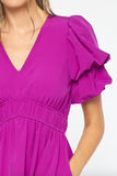 Orchid Puff Sleeve Smocked Waist Dress