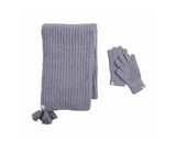 Chenille Glove and Scarf Set-Light Grey