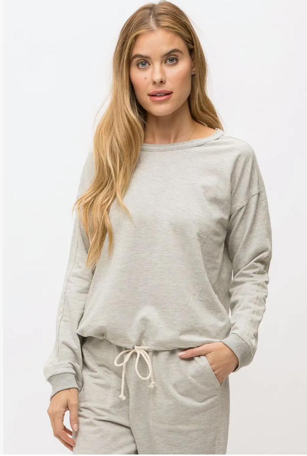 Soft Grey Boatneck Sweatshirt Top