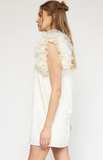 Ivory Tulle Ruffle Sleeve Dress