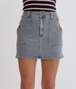 Light Denim Pocket Skirt
