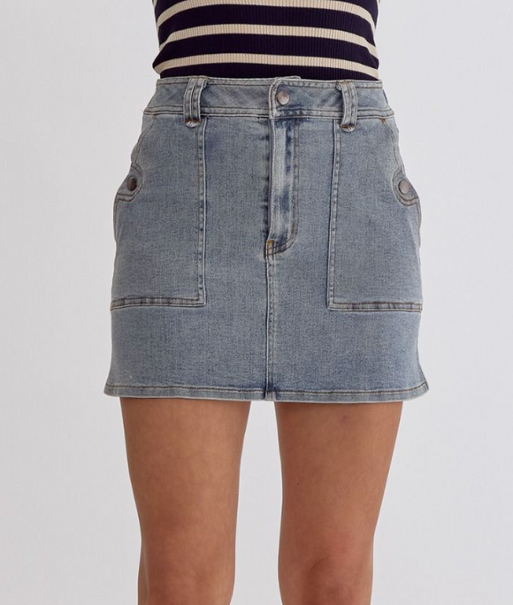Light Denim Pocket Skirt