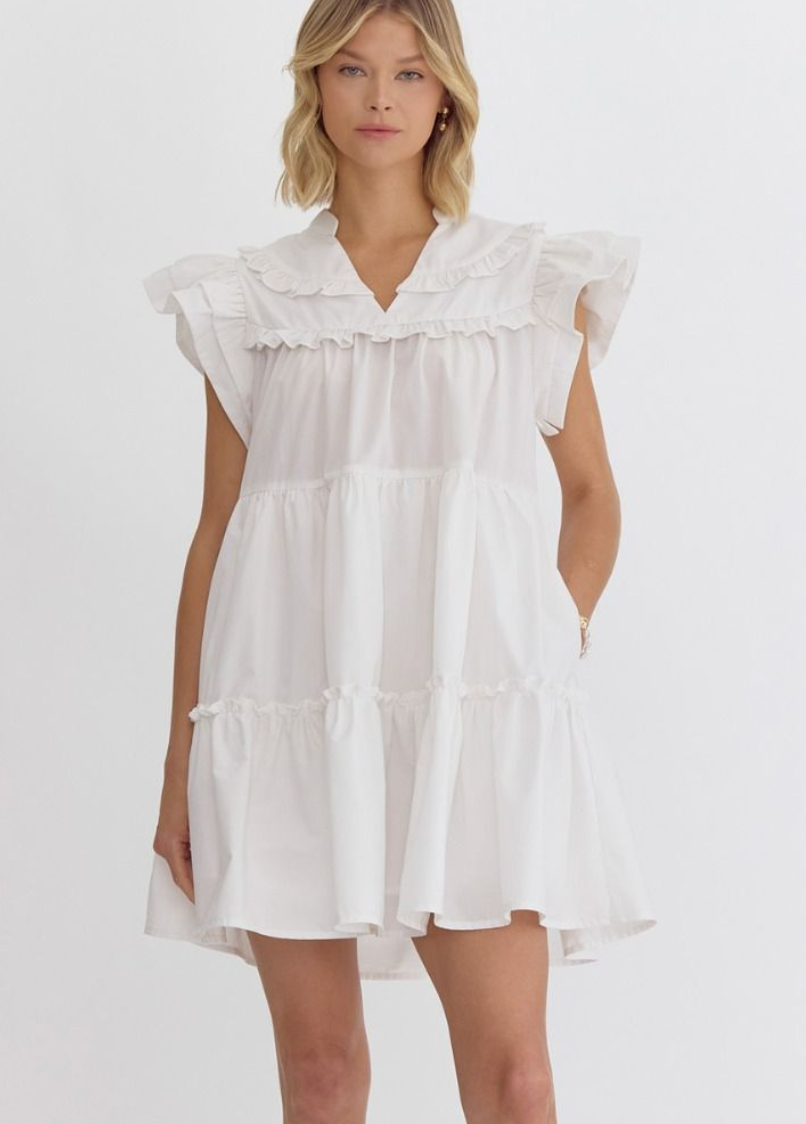 white ruffle tiered dress White Ruffle Tier Dress – Fashion Cupcake
