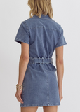 Denim Belted Zipper Dress