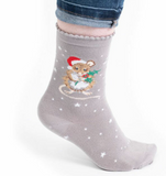Mouse Christmas Socks - Grey Christmas Mouse