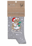 Mouse Christmas Socks - Grey Christmas Mouse