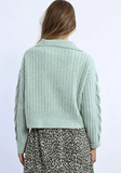 Pistachio Sequin Zip Sweater