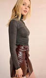 Brown Fitted Turtleneck Top