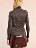 Brown Fitted Turtleneck Top