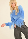 Blue Furry Sleeve Sweater