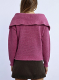 Pink Quarter Zip Open Weave Top