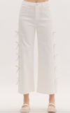 White Wide Leg Jeans With Bows