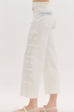 White Wide Leg Jeans With Bows