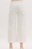 White Wide Leg Jeans With Bows