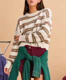 Heathered Striped Cozy Crewneck