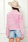 Pink Cropped Denim Jacket