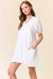 Ivory Puff Sleeve Dress