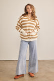Ivory Striped Drop Shoulder Sweater