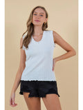 Ivory Ruffled Scoop Neck Tank