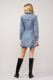 Buckle Wrap Denim Long Sleeve Dress
