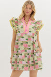 Pink & Green Yellow Ric Rac Dress