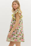 Pink & Green Yellow Ric Rac Dress